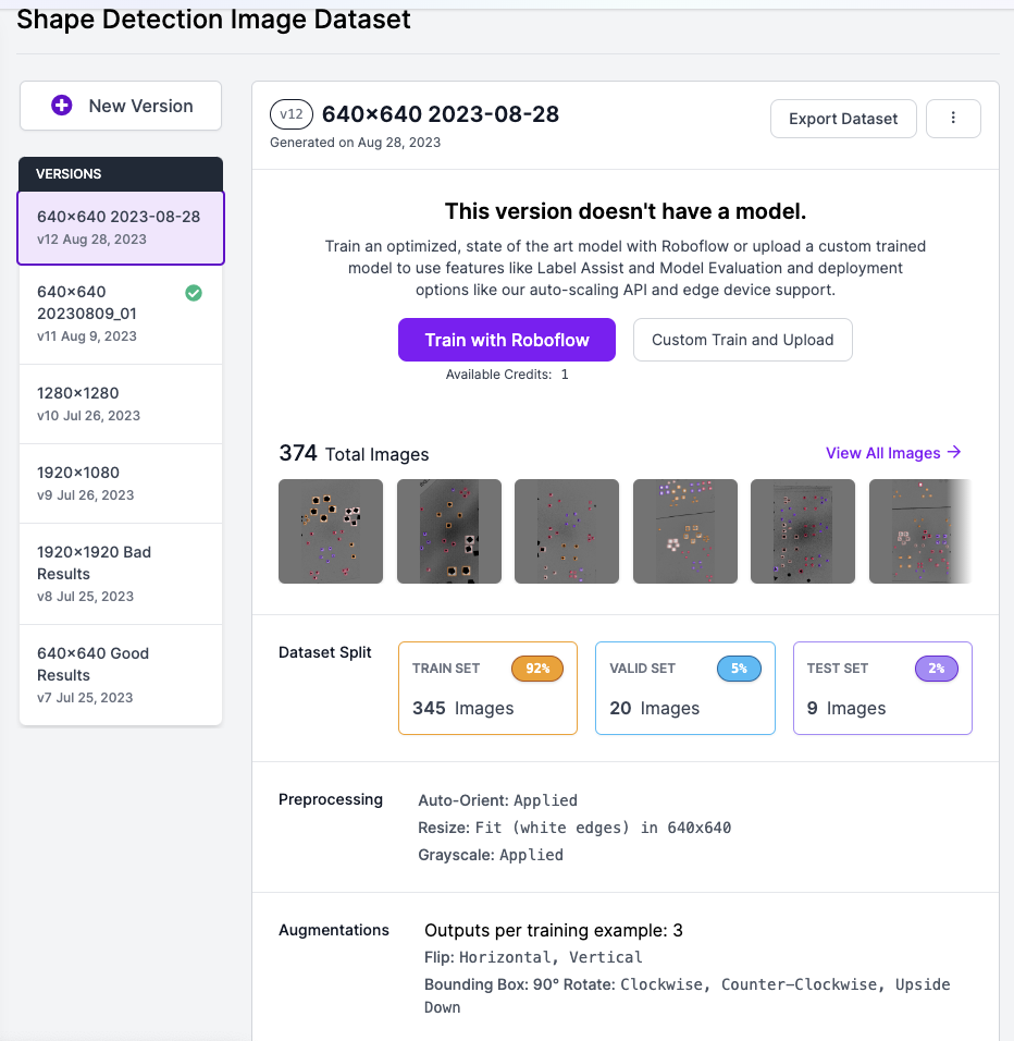 Screenshot of Roboflow Data Augmentation